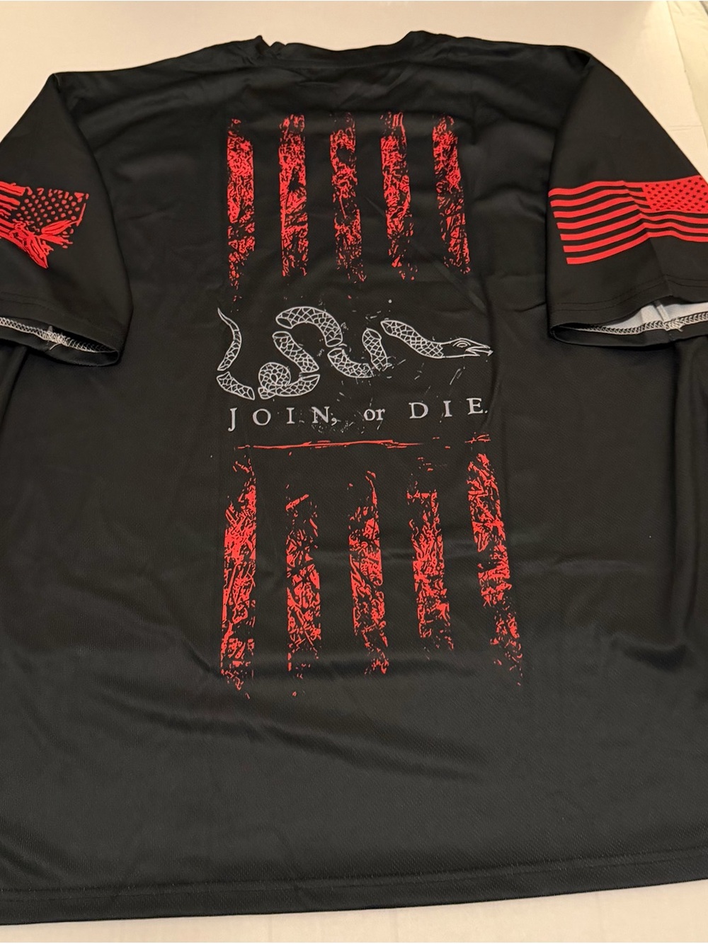 2XL Men's Black Sons of Liberty Graphic 'Join or Die' on back Short Sleeve Shirt